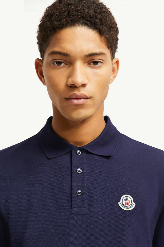 Striped Accent Cotton Piquet Polo Shirt