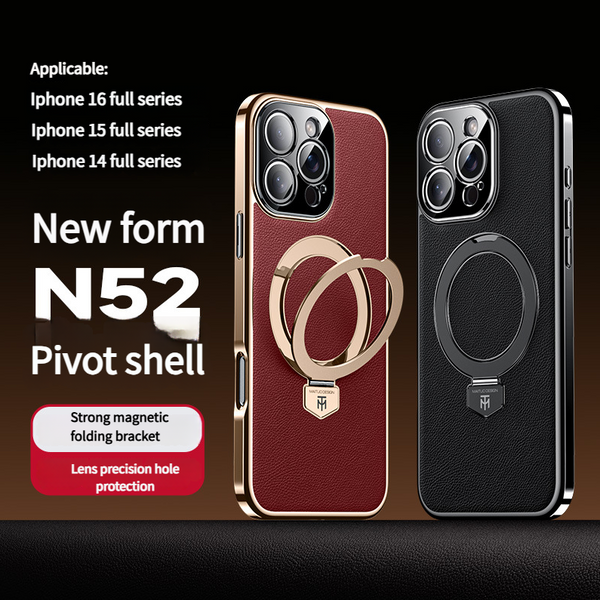 MagSafe Leather TPU Back Cover with Hidden Kickstand iPhone Case