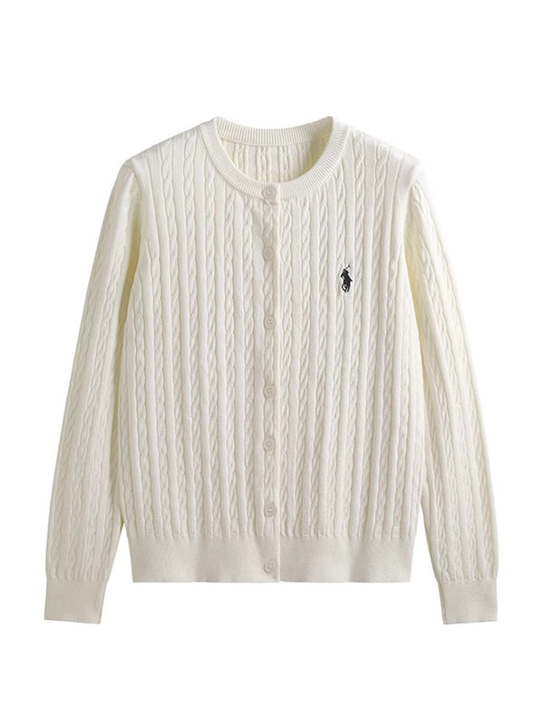 Autumn/Winter New Elegant  Embroidered Pony Twist Cardigan Top Sweater Women